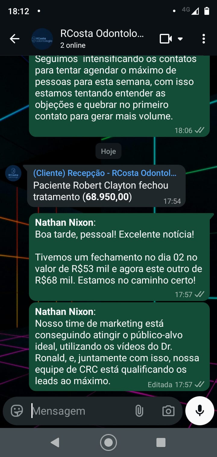 Registro de WhatsApp da Ziviani Odontologia